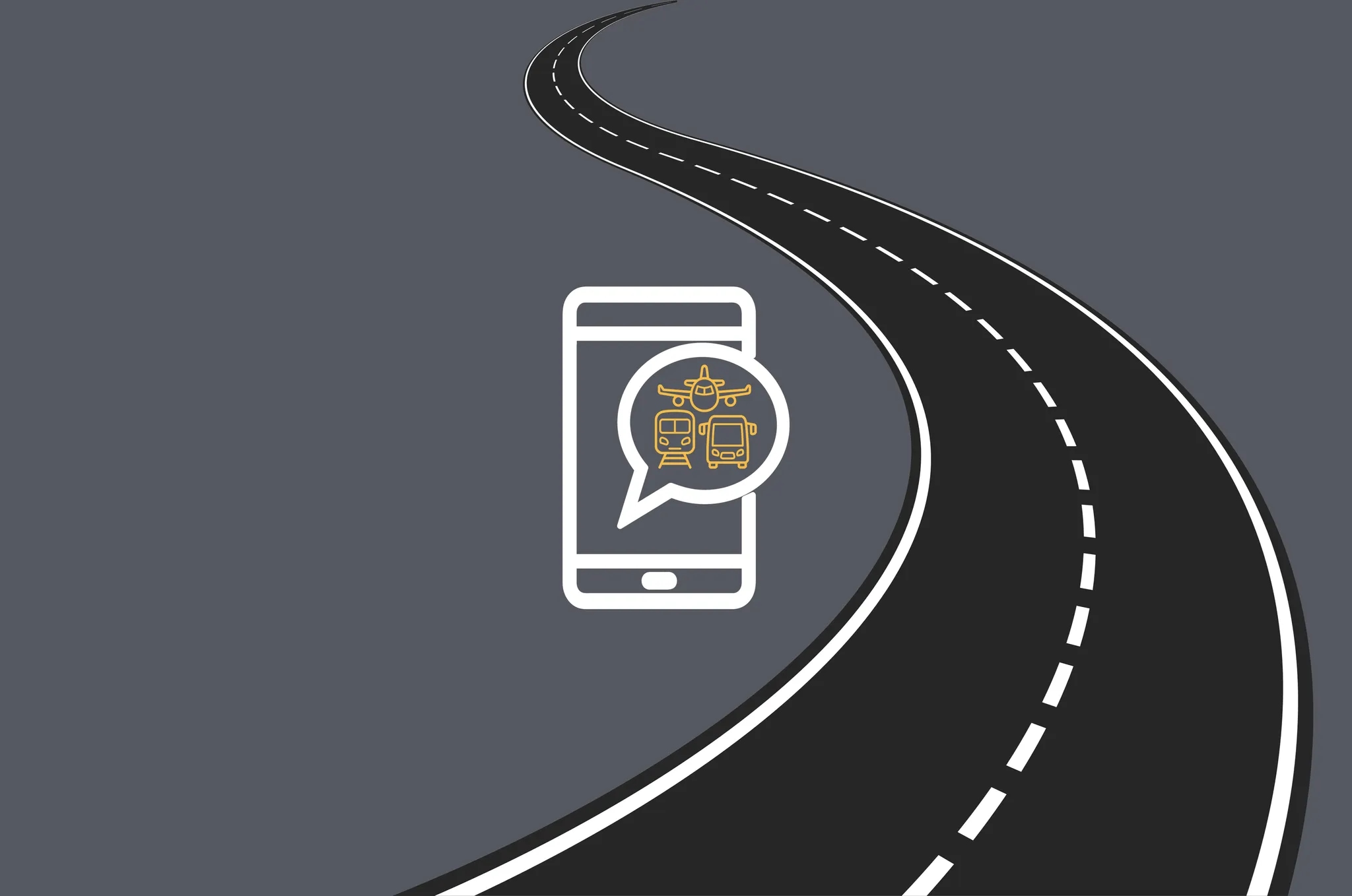 Illustration of a smartphone next to a winding road