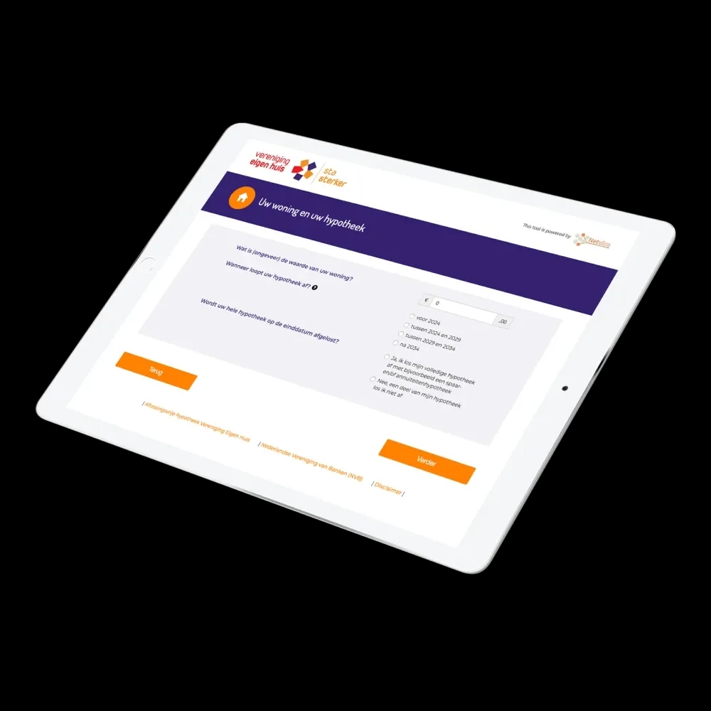 De Hypotheek Risico Scan getoond op een tablet