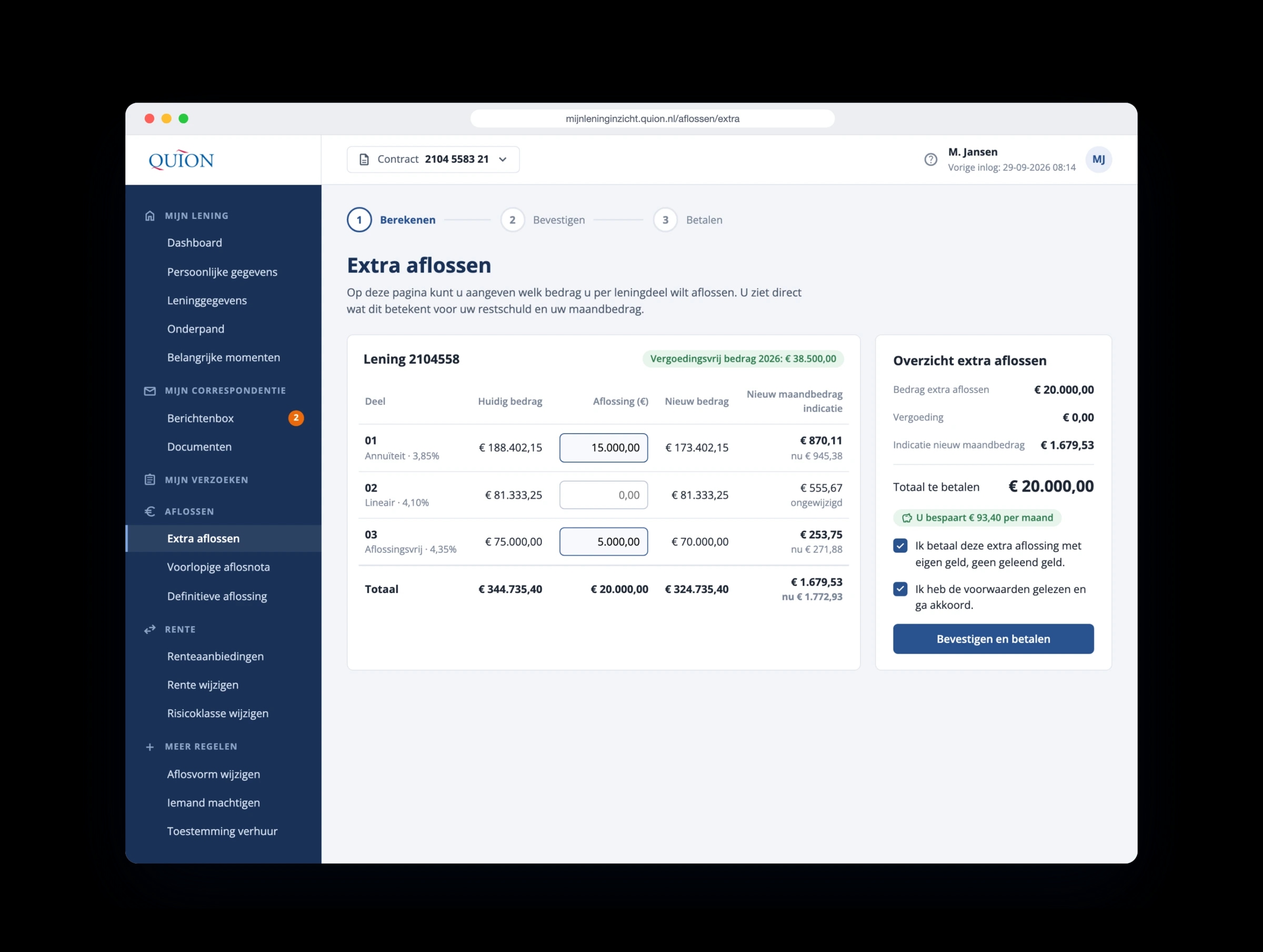 Extra repayments, showing the effect on the monthly payments straight away