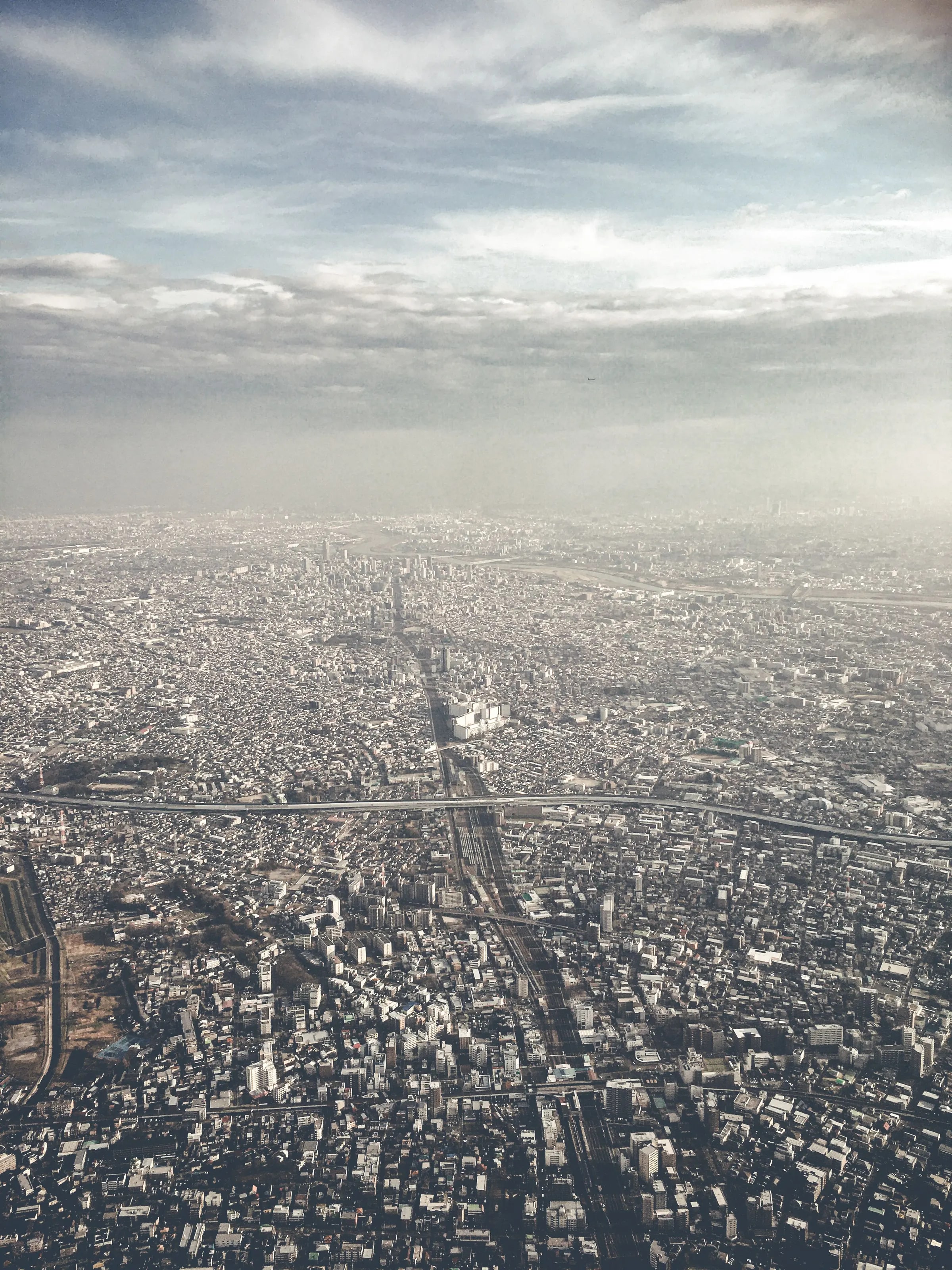 Aerial photo of a sprawling urban area